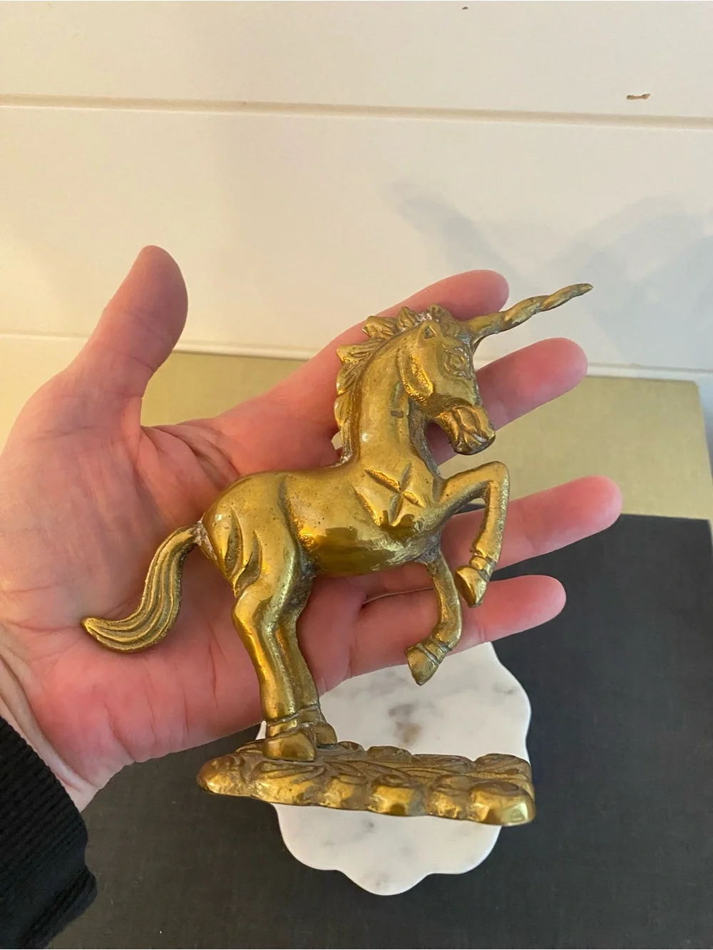Vintage Solid Brass Rearing Unicorn Statue Figure Mythical Ethereal Celestial - Picture 8 of 10